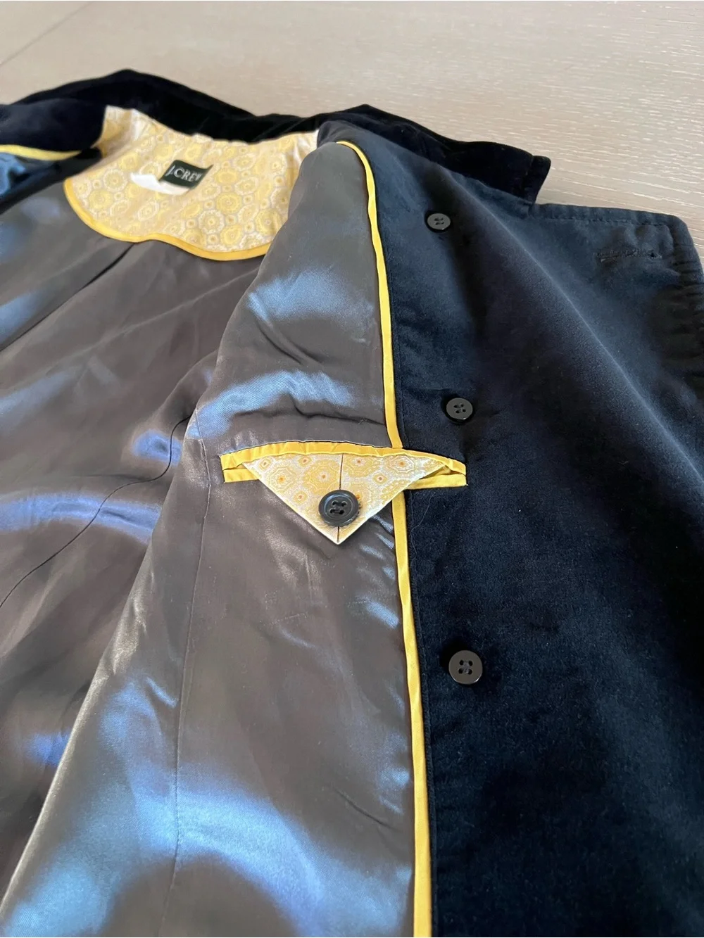 J. Crew Black Velvet Double-Breasted Peacoat